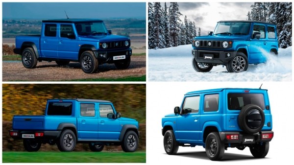 В Сети появились рендерные изображения четырехдверного пикапа Suzuki Jimny