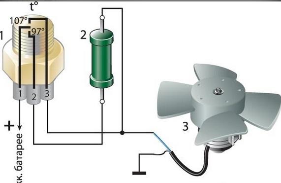 Схема подключения вентилятора радиатора Схема подключения вентилятора радиатора